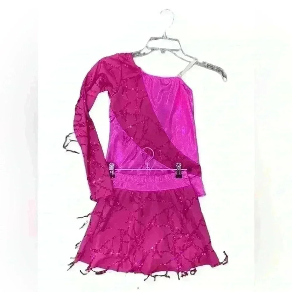 Cicci Barbie Dance Costume Large Child Hot Pink with Sequins - Picture 3 of 10